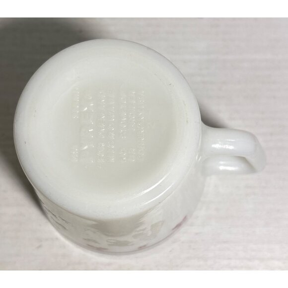 Vintage Pyrex Milk Glass Coffee Mug Cup Burgundy Rose - Picture 4 of 7